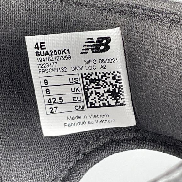 New Balance 250 Adjustable Adrift Men’s Size 9 4E Black Slip On Sandals Casual - Picture 8 of 8